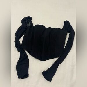 Princess Polly, long sleeve crop corset black size 4 sheer